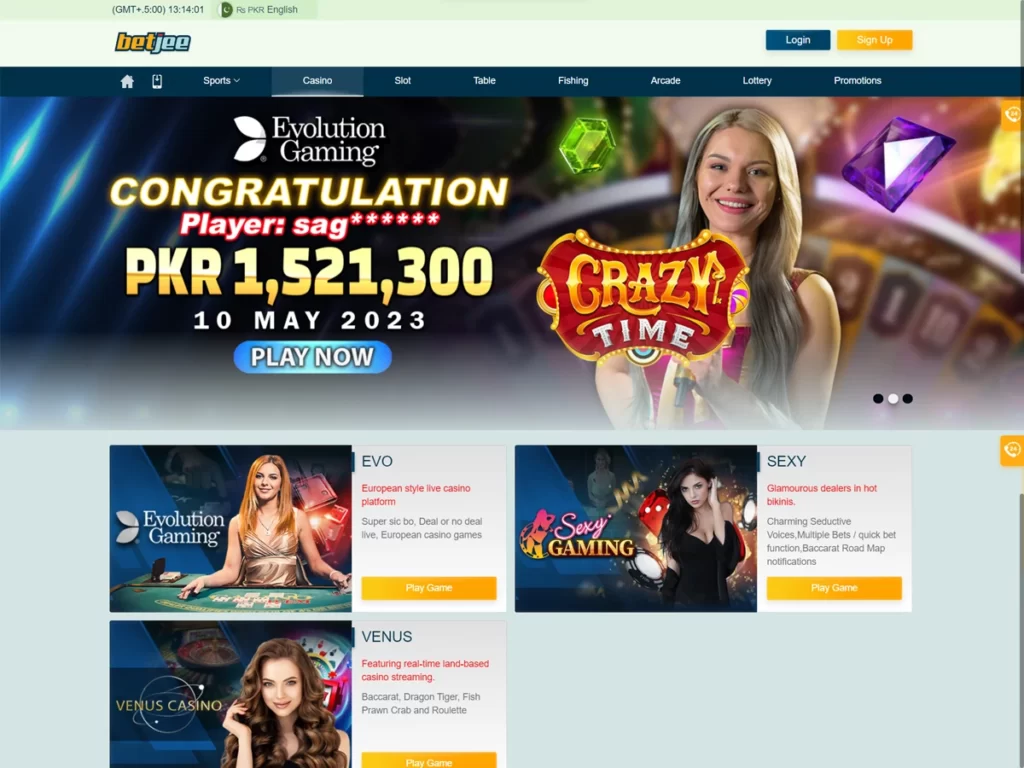 Betjee promotions and bonuses for sports betting and online casino games screenshot of the official website